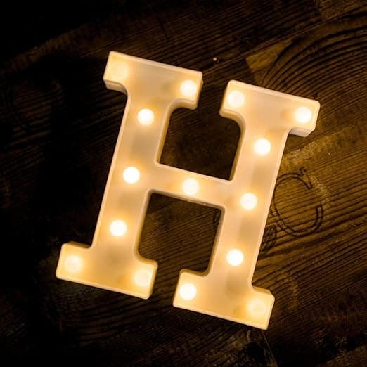 SATYAM KRAFT Marquee Alphabet Shaped Led Light-Asthetic Decorations Letter Light for Gift, Birthday, Bedroom, Table, Home Decoration, Night Light Lamp and Wall Lamp, Diwali Decor (H)