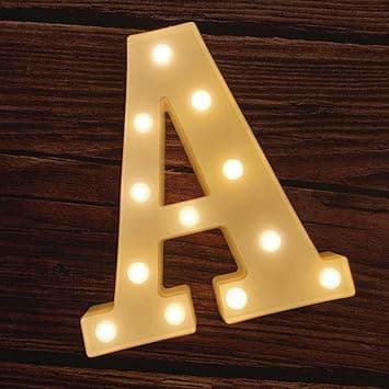 MUMUXI LED Marquee Letter Lights 26 Alphabet Light Up Marquee Number Letters Sign for Wedding Birthday Party Battery Powered Christmas Lamp Night Light Home Bar Decoration (A)