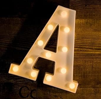 VRB Dec 1 Pcs Marquee Alphabet Light Letters/Letter Light/Alphabet/Led Alphabet Letters/Aesthetic Room/Wall Decor Items/Birthday Decoration Items (Pack Of 1) (A)