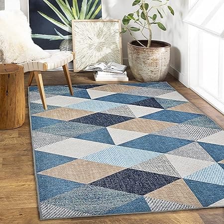 ishro home 3 x 5 Feet 3D Jet Multi Printed 3D Jet Vintage Persian Carpet Rug Runner and Carpets for Bedroom/Living Area/Home with Anti Slip Backing (3x5 ft, Crystals)